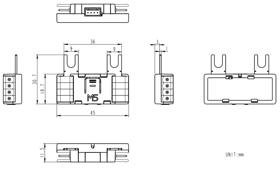 Mechanical Drawing - M5Stack U140 Solid State Relay Unit